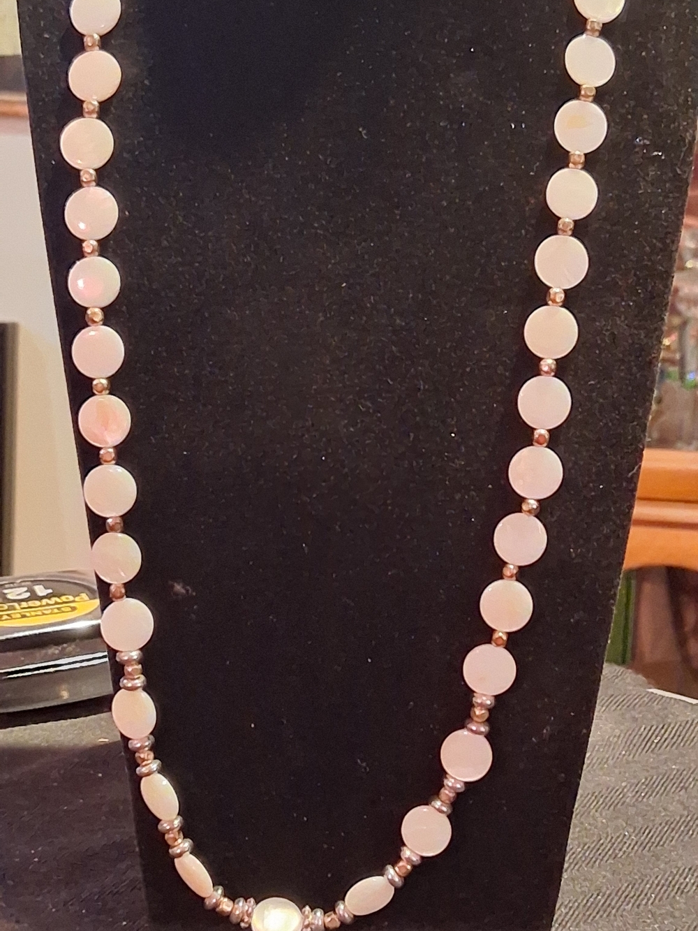 Elegant White Mother Of Pearl Bead Necklace